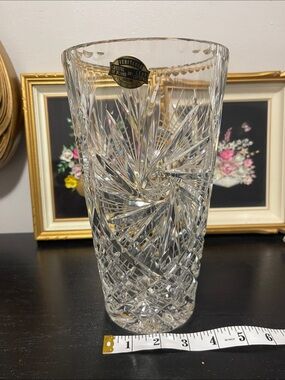 Vintage Crystal Cut Decorative Vase - Clear